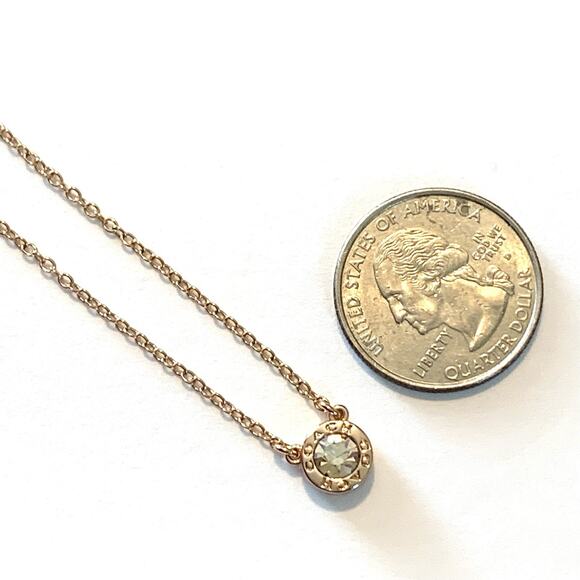 Coach Round Crystal Necklace Pendant Gold Tone 18” - Picture 6 of 8